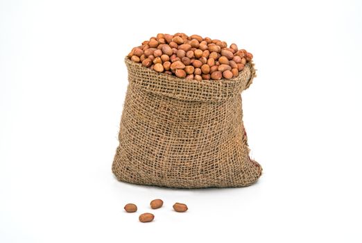 Bag Full of Peanuts on White Background