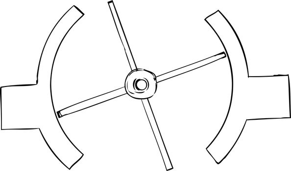 Illustration outline of birds eye view of revolving door