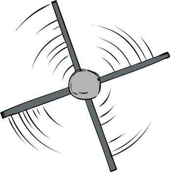 Top down view of spinning propeller cartoon