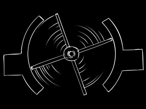 Top view of spinning turnstile over isolated black background