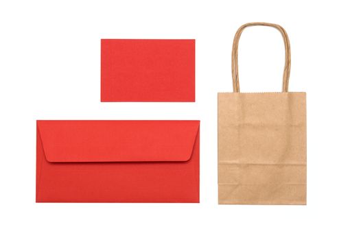 red envelope and bag on a white background