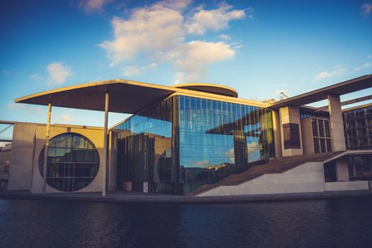 The beautiful modern architecture of the Bundes Kanzleramt in Berlin, Germany