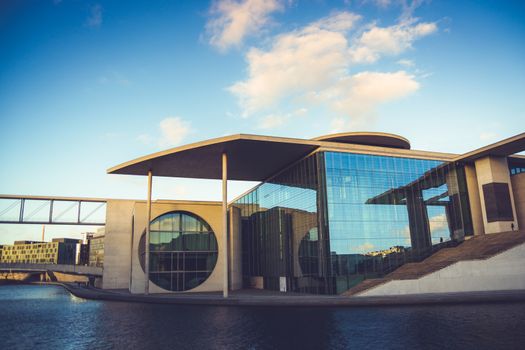 The beautiful modern architecture of the Bundes Kanzleramt in Berlin, Germany