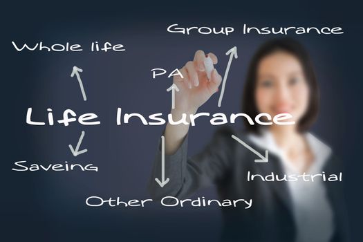 business woman writing insurance concept
