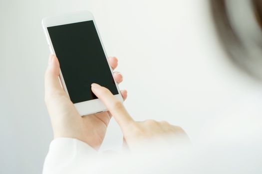 Woman making communication with smart phone