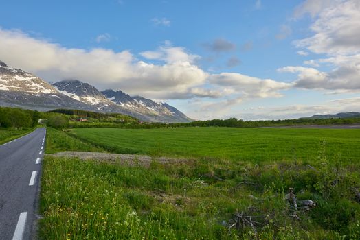 Seven sisters mountain range in Sandnessjøen, Norway.