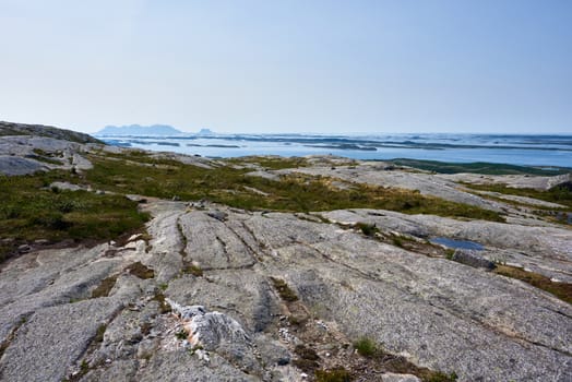 View of Norwegian sea at Helgeland, Norway in summertime.