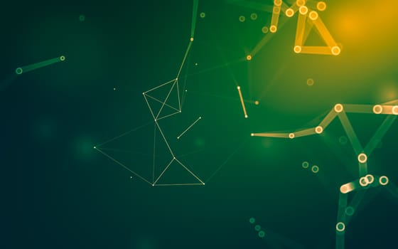 Abstract polygonal space low poly dark background with connecting dots and lines. Connection structure. 3d rendering