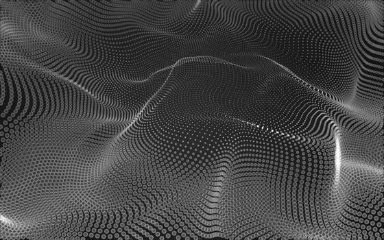 Abstract polygonal space low poly dark background with connecting dots and lines. Connection structure. 3d rendering