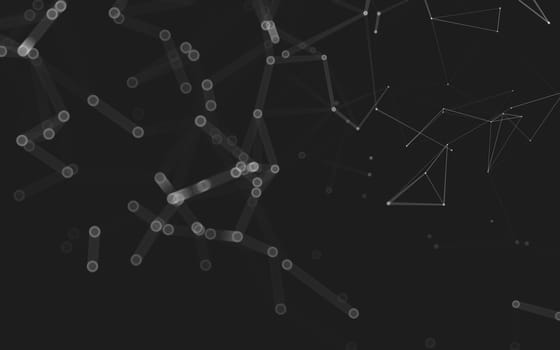 Abstract polygonal space low poly dark background with connecting dots and lines. Connection structure. 3d rendering