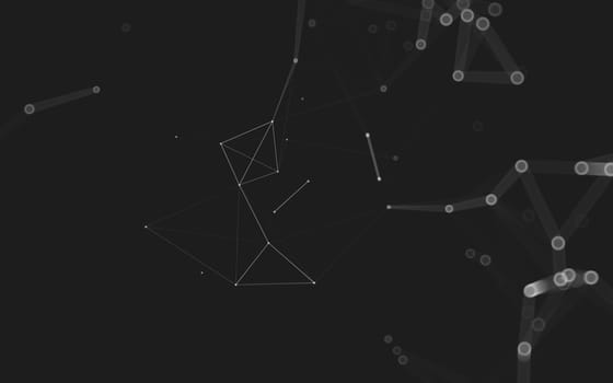 Abstract polygonal space low poly dark background with connecting dots and lines. Connection structure. 3d rendering