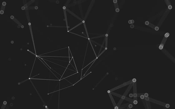 Abstract polygonal space low poly dark background with connecting dots and lines. Connection structure. 3d rendering