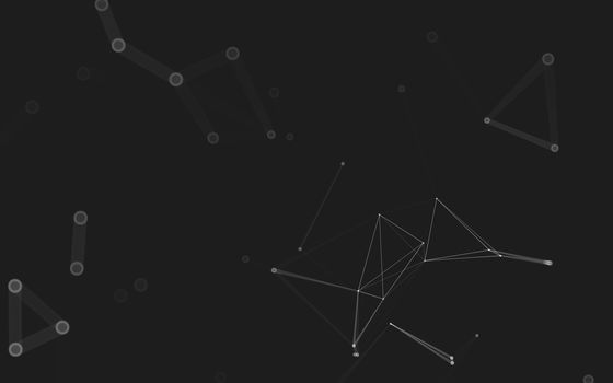 Abstract polygonal space low poly dark background with connecting dots and lines. Connection structure. 3d rendering