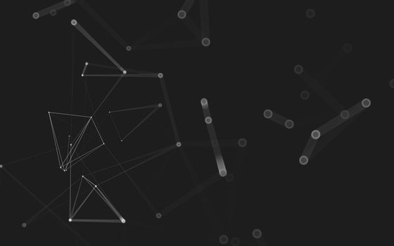 Abstract polygonal space low poly dark background with connecting dots and lines. Connection structure. 3d rendering