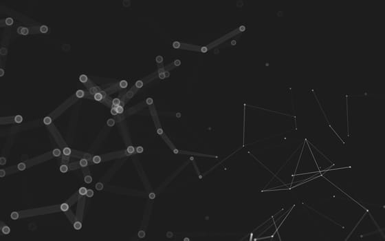 Abstract polygonal space low poly dark background with connecting dots and lines. Connection structure. 3d rendering