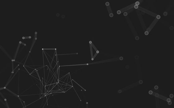 Abstract polygonal space low poly dark background with connecting dots and lines. Connection structure. 3d rendering