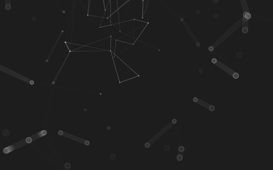 Abstract polygonal space low poly dark background with connecting dots and lines. Connection structure. 3d rendering