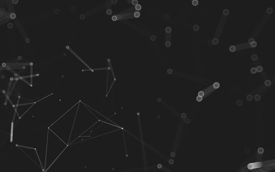 Abstract polygonal space low poly dark background with connecting dots and lines. Connection structure. 3d rendering