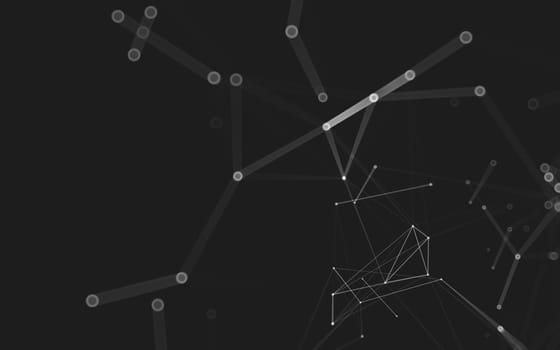 Abstract polygonal space low poly dark background with connecting dots and lines. Connection structure. 3d rendering