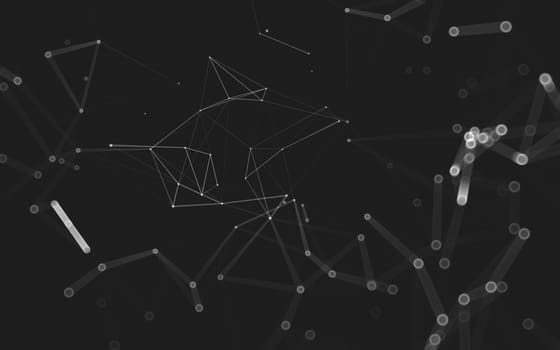 Abstract polygonal space low poly dark background with connecting dots and lines. Connection structure. 3d rendering