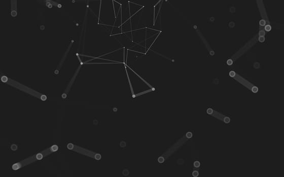 Abstract polygonal space low poly dark background with connecting dots and lines. Connection structure. 3d rendering