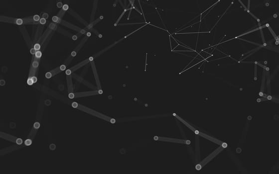 Abstract polygonal space low poly dark background with connecting dots and lines. Connection structure. 3d rendering