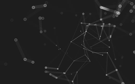 Abstract polygonal space low poly dark background with connecting dots and lines. Connection structure. 3d rendering