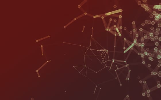 Abstract polygonal space low poly dark background with connecting dots and lines. Connection structure. 3d rendering