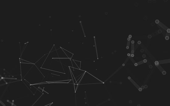 Abstract polygonal space low poly dark background with connecting dots and lines. Connection structure. 3d rendering