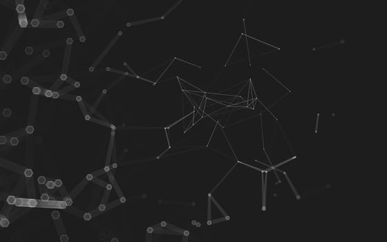 Abstract polygonal space low poly dark background with connecting dots and lines. Connection structure. 3d rendering