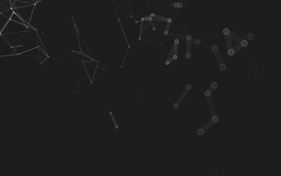 Abstract polygonal space low poly dark background with connecting dots and lines. Connection structure. 3d rendering