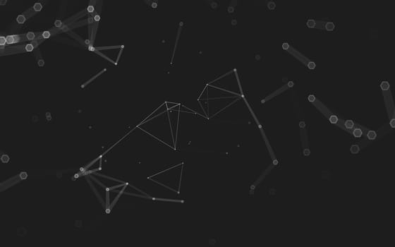 Abstract polygonal space low poly dark background with connecting dots and lines. Connection structure. 3d rendering