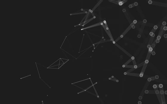 Abstract polygonal space low poly dark background with connecting dots and lines. Connection structure. 3d rendering