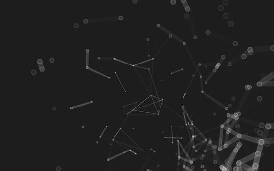 Abstract polygonal space low poly dark background with connecting dots and lines. Connection structure. 3d rendering