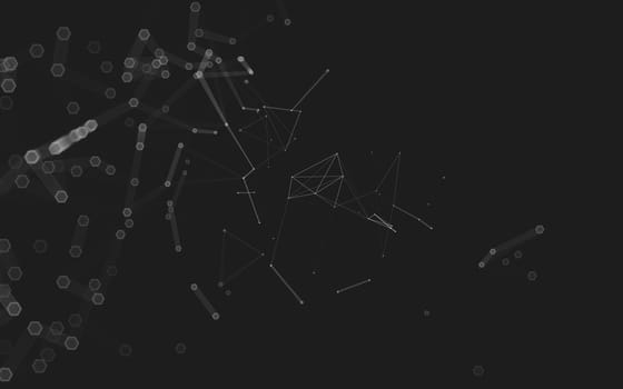 Abstract polygonal space low poly dark background with connecting dots and lines. Connection structure. 3d rendering