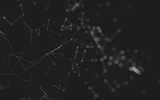 Abstract polygonal space low poly dark background with connecting dots and lines. Connection structure. 3d rendering