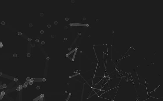 Abstract polygonal space low poly dark background with connecting dots and lines. Connection structure. 3d rendering