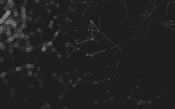 Abstract polygonal space low poly dark background with connecting dots and lines. Connection structure. 3d rendering