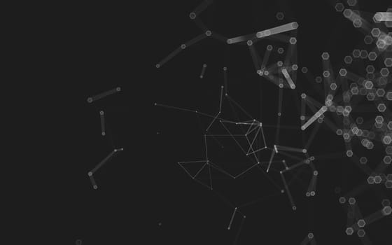 Abstract polygonal space low poly dark background with connecting dots and lines. Connection structure. 3d rendering