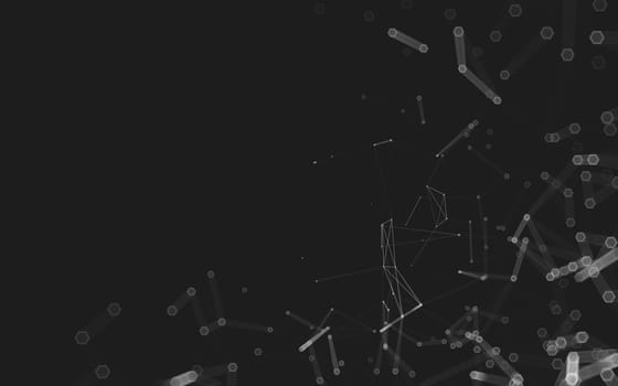 Abstract polygonal space low poly dark background with connecting dots and lines. Connection structure. 3d rendering