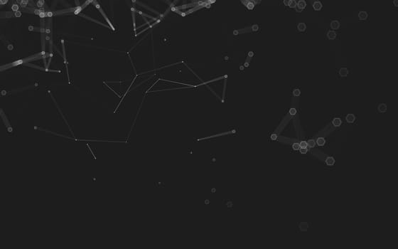 Abstract polygonal space low poly dark background with connecting dots and lines. Connection structure. 3d rendering