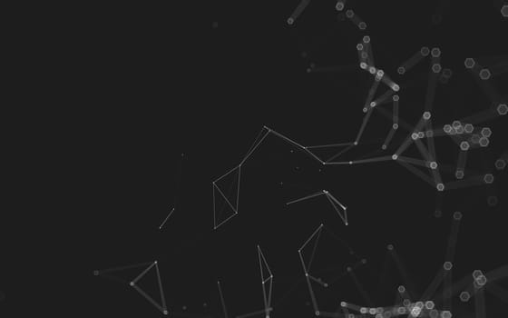 Abstract polygonal space low poly dark background with connecting dots and lines. Connection structure. 3d rendering