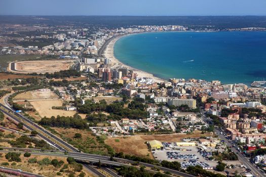 Areal view of residential zone in the island of Mallorca