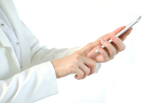 Woman making communication with smart phone