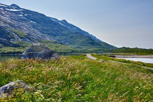 Seven Sisters mountain range in Alstadhaug, Norway.