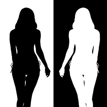 Black and white woman silhouette