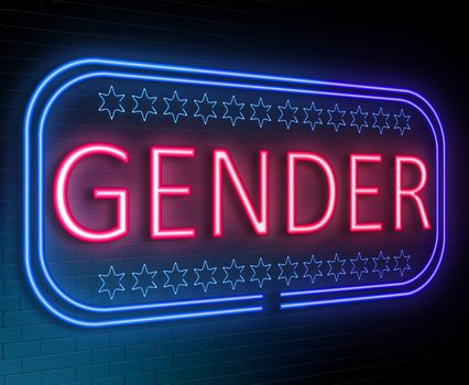 Illustration depicting an illuminated neon sign with a gender concept.