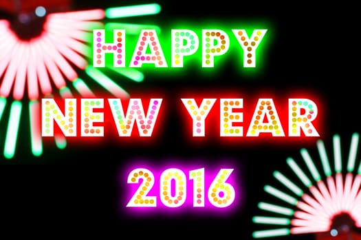 HAPPY NEW YEAR 2016 word with colorful decoration