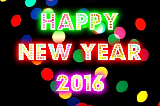 HAPPY NEW YEAR 2016 word with colorful decoration