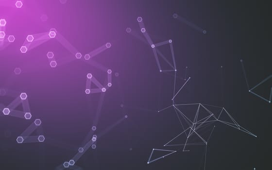 Abstract polygonal space low poly dark background with connecting dots and lines. Connection structure. 3d rendering